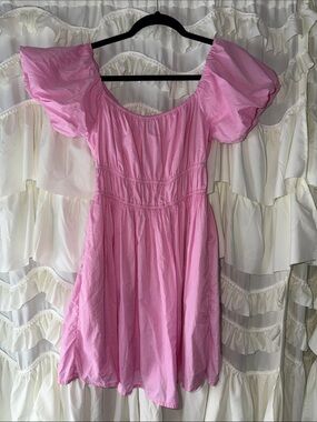 Hollister Bubblegum Pink Elastic Waist Mini Dress